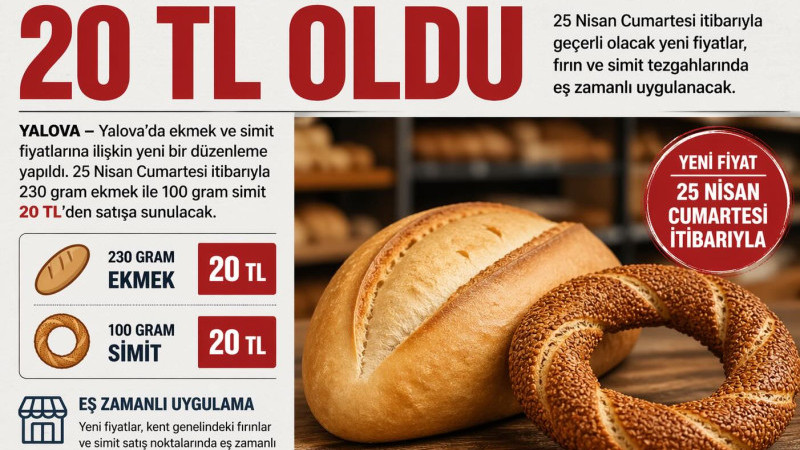 Yalova'da Ekmeğe Zam Geldi